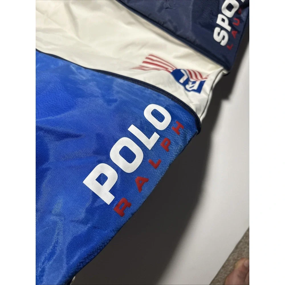Vintage Polo Sport Ralph Lauren Tote Blue White Expandable Duffle Bag Strap 30in